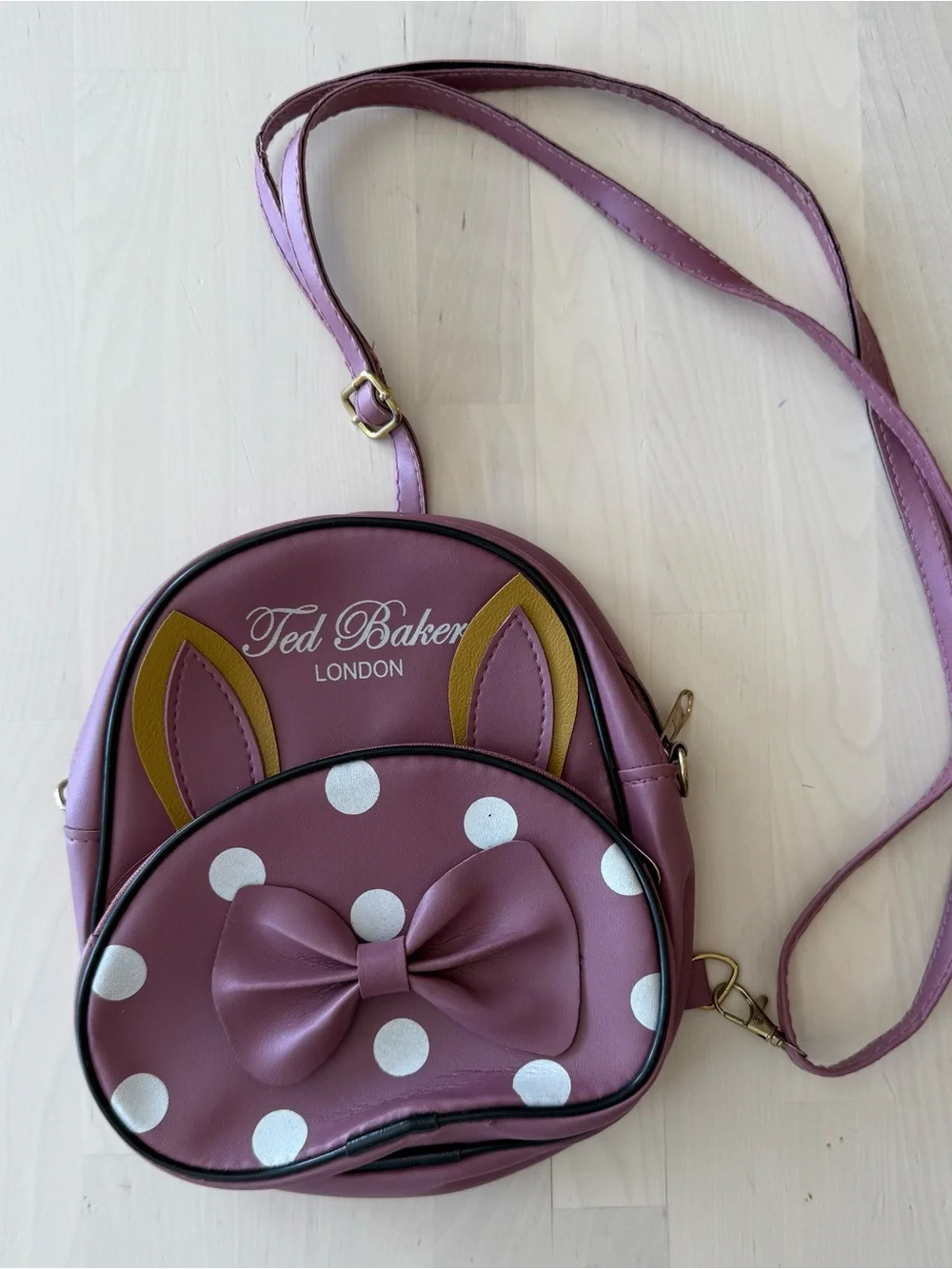 Ted Baker London Purple Polka‎ Dot Bow Crossbody Bag Adjustable Strap